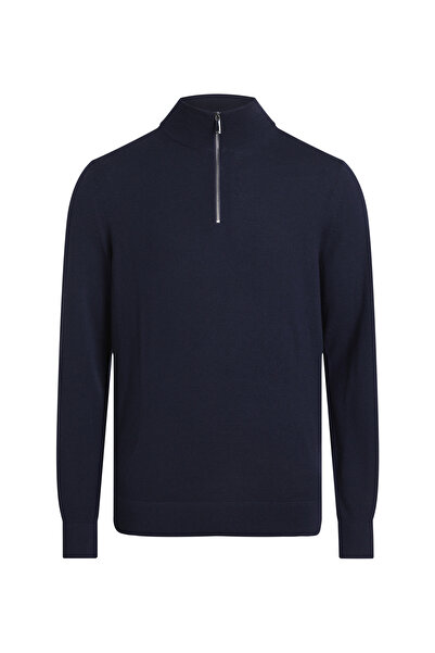 Calvin Klein Dik Yaka Slim Fit Mavi Erkek Kazak K10K110421CHW