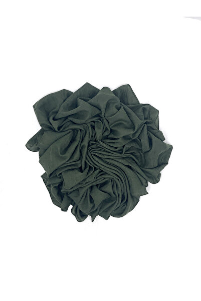 nazipek Pamuklu Asker Yeşili Bambu Kraş Eşarp Yüksek Kalite Yazma 100x100cm O...