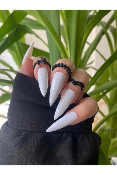 SYBELLE KOZMETİK 100 Adet Beyaz Stiletto Takma Tırnak