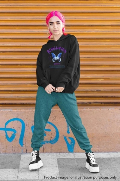 Le Savu Hanorac negru cu glugă Dompuleri Fashion Evolution Butterfly