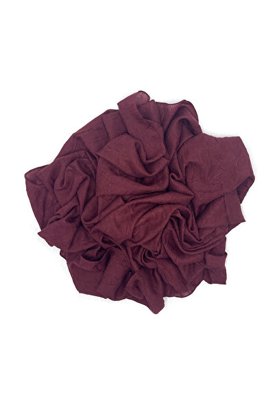 nazipek Pamuklu Bordo Bambu Kraş Eşarp Yüksek Kalite Yazma 100x100cm Overloklu