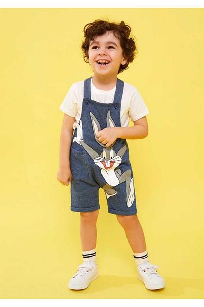 OliveYouMom Salopet unisex cu imprimeu Bugs Bunny pentru bebeluși/copil