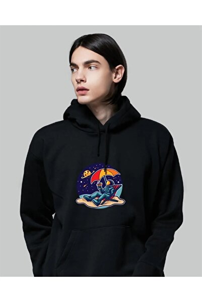 Le Savu Dompuleri Moda Vocation Astronaut Culoare neagră cu glugă Swea tricou