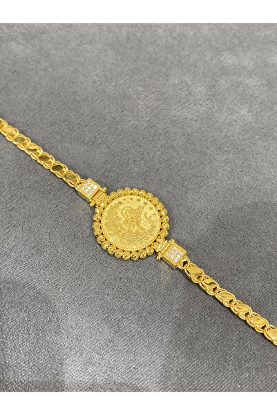 ARSLANTAŞ 1989 8 AYAR ALTIN PULLU ZİNCİRLİ BASKI REŞATLI BİLEKLİK