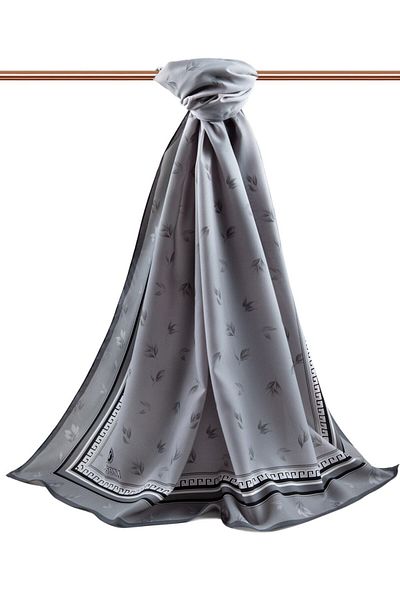 Vissona Γυναικείο σάλι πολυτελείας Medina Silk Grey-3