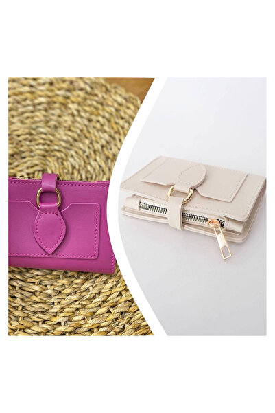 Everglow Jewelry Portofel de damă cu cataramă și închidere cu snap roz