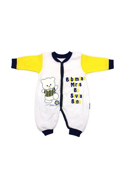 GÜLÜCÜK Inheritance from My Father Yellow Navy Blue Fan Baby Romper K390