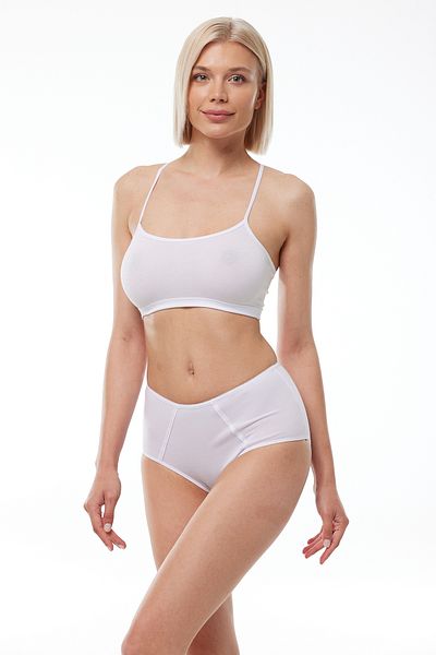 Malabadi Women's White 2 Pack Cotton Elastane Sabrina High Waist Slip Panties 114