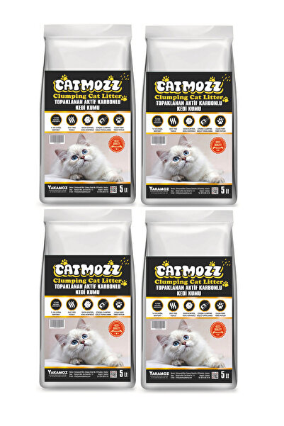 CatMozz Aktif Karbon (activated Carbon) Topaklanan Kedi Kumu 5 Lt x 4 adet