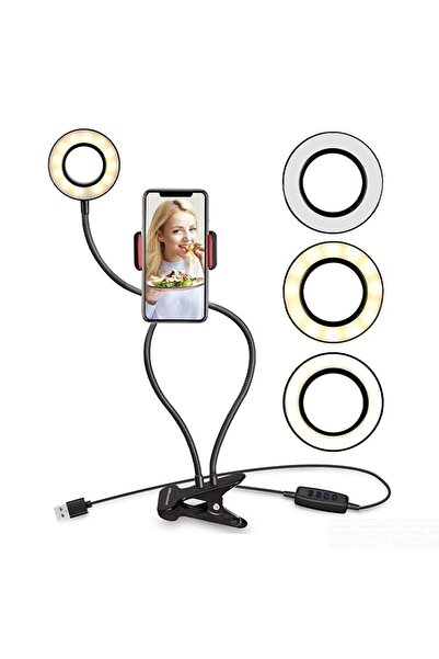 gaman Kıskaçlı Masa Kenarı Led Ring Lıght Influencer Youtuber Tiktok Telefon ...