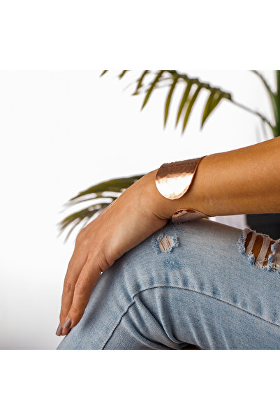 Demmex 1mm Kalın Saf Bakır Bileklik, Saf Bakır Bilezik Kelepçe, El Yapımı, Unisex, Ayarlanabilir