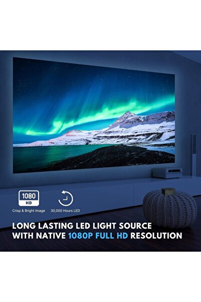 AAXA P400 1080P Kısa Mesafeli Mini Projektör - 2 Saat Pil Ömrü