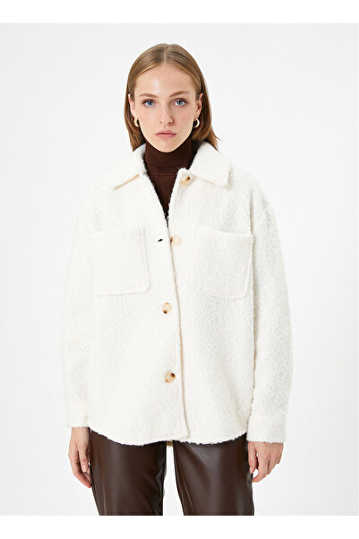 Koton Jachetă Standard Off-White pentru femei 4WAK20101EW