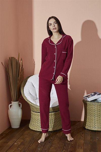 CALİA Set de pijamale din lână cu nasturi în față