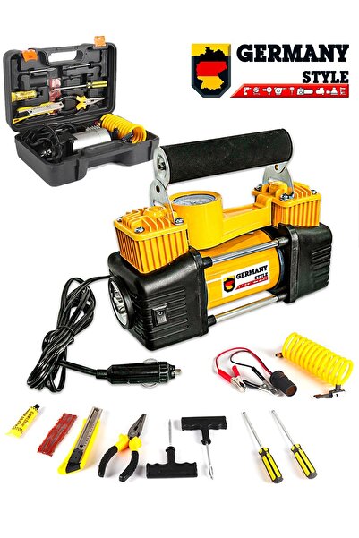 Germany Style Profesyonel Çift Pistonlu 12 V 150 Psi Dakikada 85 Lt Araç Araba Lastik Bot Şişirme Kompresörü Lasti