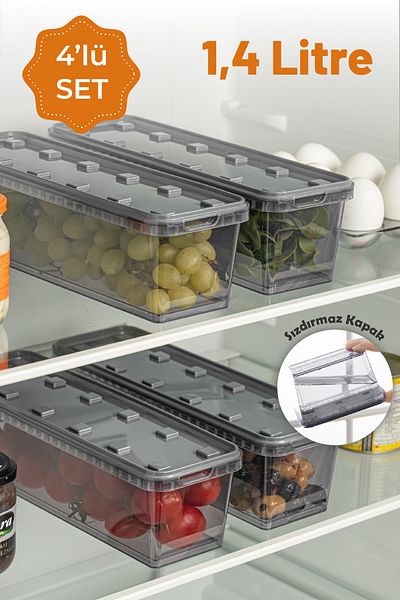 Vienev 4-Piece Anthracite Leak Proof Storage Set with 1.4 Liters Capacity