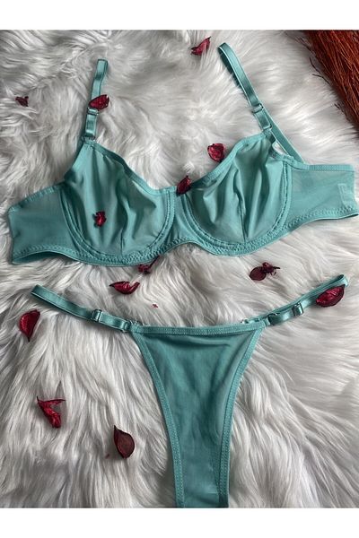 KİVİK WOMEN'S GREEN STYLISH BRA SET