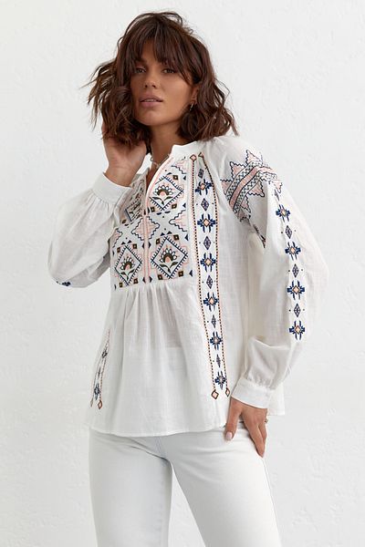 FEMELLE Women's Fully Embroidered Vintage Cotton Blouse