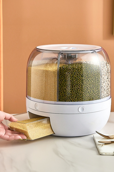 Riddex Dry Food and Pulses Organizer 360 Degree Rotatable 6 Compartments Airtight Storage Box 6 Liters