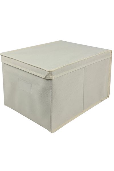 Binbirreyon صندوق تنظيم قماش كريمي مقاس 30x40x25 سم - مع غطاء حقيبة Dg029