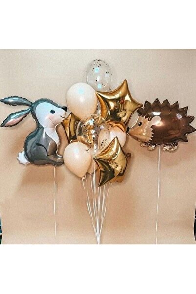 MERİ PARTİ SEVİMLİ HAYVANLAR TEMALI KİRPİ FOLYO BALON TAVŞAN FOLYO BALON KONS...