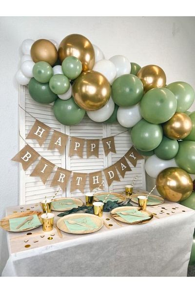 MERİ PARTİ ΣΕΤ ΑΛΥΣΙΔΑΣ ΜΠΑΛΟΝΙ ΓΕΝΕΘΛΙΩΝ HAPPY BIRTHDAY KRAFT BANNER MOLD ΠΡΑΣΙΝΟ ΧΡΥΣΟ ΣΕΤ ΑΛΥΣΙΔΑΣ ΜΠΑΛΟΝΙ