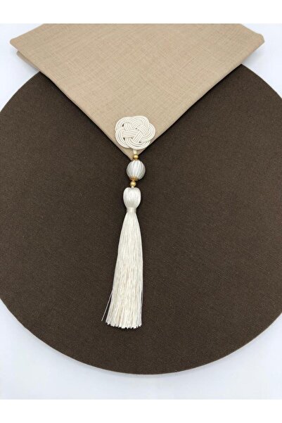 Genel Markalar 10 Adet Broş Rozetli Püskül Krem Renk