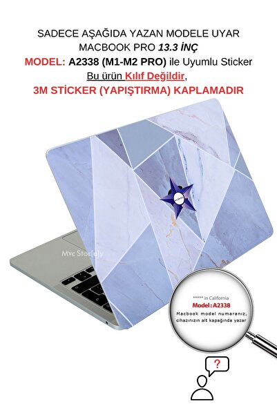 Mcstorey Macbook Pro M1-m2 Kılıf 13inç Sticker Yapıştırma A2338 Ile Uyumlu Ko...