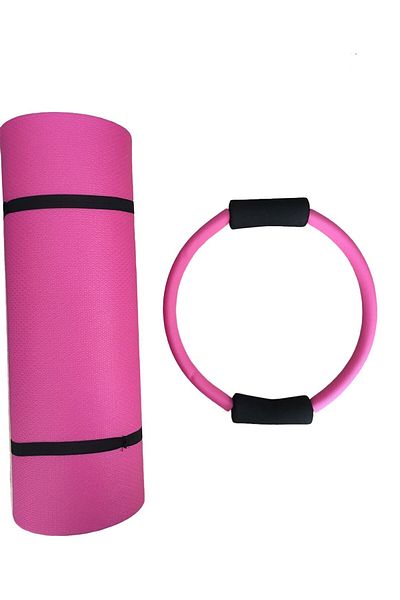 pekial Ckspor 14 mm Pilates Mat - Double Sided, 35 cm Pilates Circle, Set of 2 Pilates