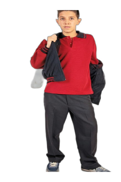 Çocuk Polo Yaka bordo Okul sweat Yumuşak Dokulu Likralı
