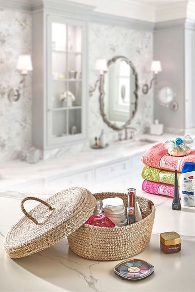 MS Glassware Mushroom Multi-Purpose Jute Wicker Lid Organizer Basket 20x20x10 Cm Ms Home Series