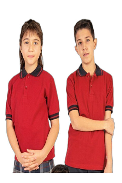 BALCI Çocuk Polo Yaka bordo Okul Tşört Yumuşak Dokulu Likralı