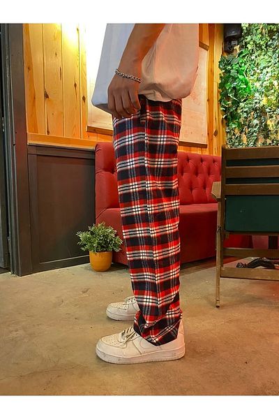 ellevana Harajuku Red Square Patterned Unisex Pajama Tracksuit