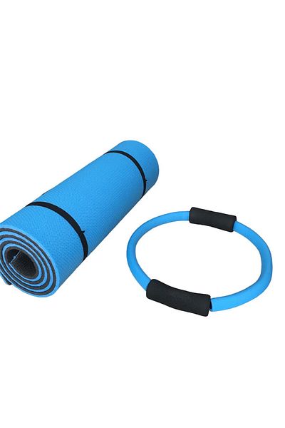 CKSpor Covoraș de Pilates cu două fețe de 14 mm Cerc de Pilates de 35 cm Set de 2 Pilates