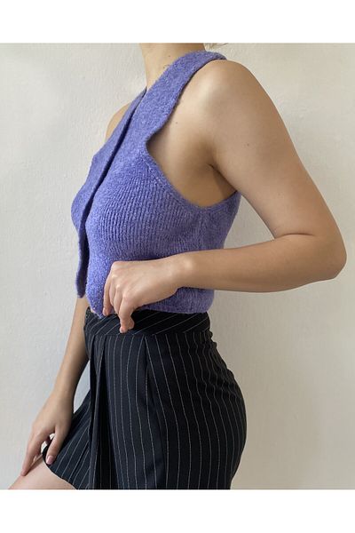 minaaise Lilac Boucle Lycra Knitwear Vest 26036