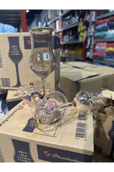 Paşabahçe Grappa Set of 6 Colorful Coffee Goblets