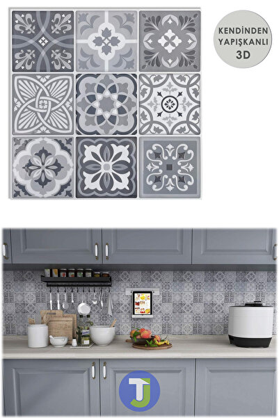 Technojet 1adet 3boyutlu Seramik Görünümlü Kendinden Yapışkanlı Pvc Mutfk Tezgah Kaplama 30cm×30cm