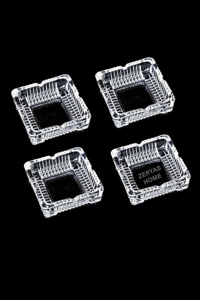 Zeryas Home 4 Pieces Square Large Glass Ashtray