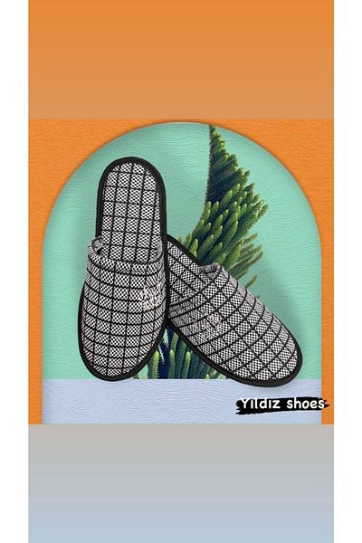 YILDIZ SHOES Μοτίφ Ανδρικές Παντόφλες Σπίτι Κεντημένες Καθημερινές Κλειστές Μπροστινές Παντόφλες Επισκεπτών Χειμερινές Παντόφλες Επισκεπτών Σπίτι Μαύρες
