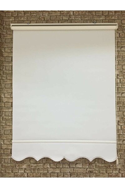 BigPazar EKRU ( Kırık beyaz) Stor Düz Güneşlik Perde Etek Dilimli Modern perde