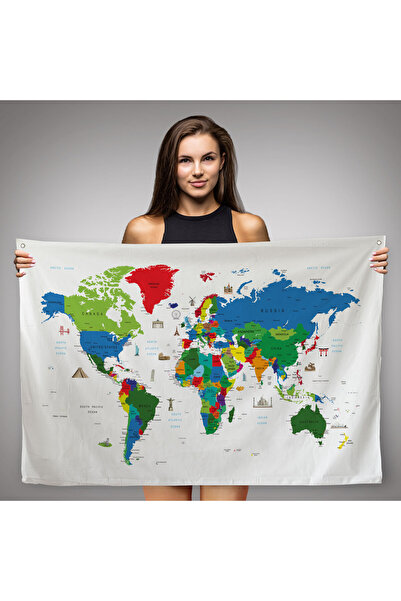 Harita Sepeti Карта світу з відомими місцями та символами 1002