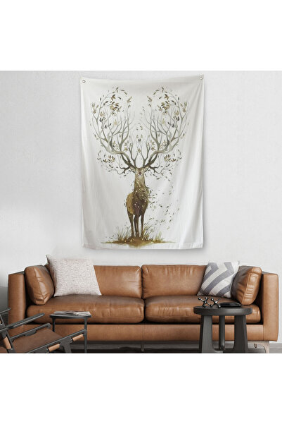 Harita Sepeti Copertă de perete de cerb cu coarne de frunze - Covor-6133