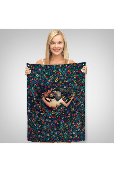 Harita Sepeti Valentines Dancing in Colorful Flowers Wall Covering - Carpet-6200