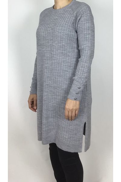 ECE GİYİM Button Detailed Hair Braid Patterned Thin Knitwear Tunik