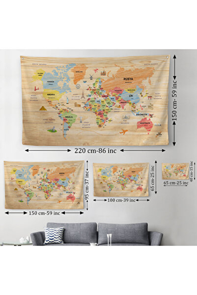 Harita Sepeti Dekoratif Dünya Haritası Duvar Örtüsü-halısı 3868