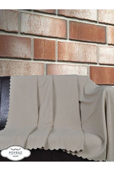 POYRAZ Matte Patterned Chenille Kumbeige Double Sided Sofa Sofa Bed Cover Shawl