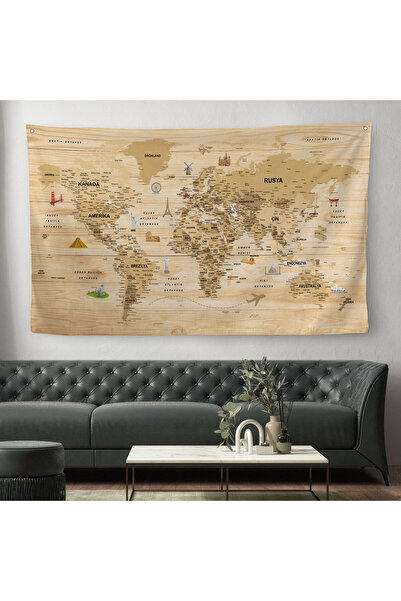 Harita Sepeti Atlas detaliat educațional turcesc cu aspect de lemn Harta deco...