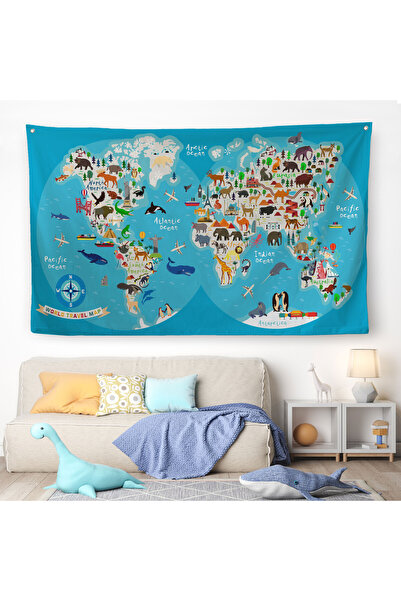 Harita Sepeti Mavi Eğitici Dünya Haritası Dünya Atlas 3806