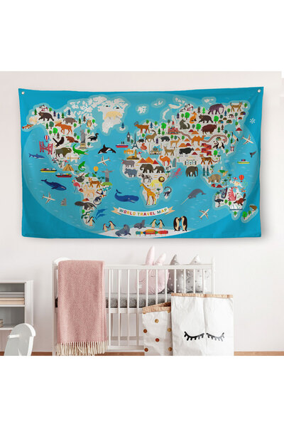 Harita Sepeti Навчальна карта світу для дитячої кімнати Стікер 3787