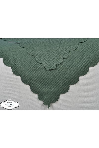 POYRAZ Matte Patterned Chenille Nefti Green Double Sided Sofa Sofa Bed Cover Shawl
